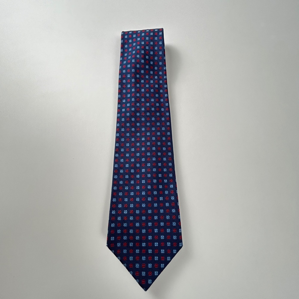 Austin Reed‎ Navy Blue Red Floral Geometric Silk